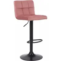In And OutdoorMatch Luxus Barhocker Santiago – Rosa – Schwarz – Samt – Modernes Design – Rückenlehne – Fußstütze – Für Küche und Bar – Gepolsterte Sitzgelegenheit