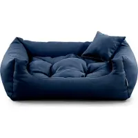 POOM Hundebett NEO – Bequeme Hundeliege aus strapazierfähigem Stoff, langlebiges Hundekissen in hoher Qualität (M - 80x65, Dunkelblau)