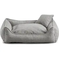 POOM Hundebett Mittelgroße Hunde Bear - Hundekissen Waschbar - Inklusive kleines Kissen - Farb- und Größenwahl (M - 80x70, Grau)
