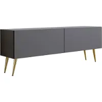 3Xeliving TV-Schrank : Anthrazit, Goldene Beine, 140 x 52 x 32 cm