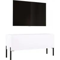 3Xeliving TV-Schrank : MattWeiß mit Beinen in Schwarz, 100 x 52 x 32 cm