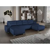 MargaretHadas24 Ecksofa U-Form Mediolan III Schlaffunktion Bettkasten Lieferung bis in die Wohnung 362 cm (Kronos 09 -blau )