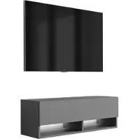 3Xeliving TV-Lowboard 100 cm Anthrazit, LED weiß, 100 × 32 × 34 cm