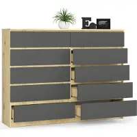 BDW Kommode, 10 Schubladen, viel Stauraum Wohnzimmer, Eiche Artisan / Graphit