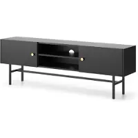 AX Living TV Bank schwarz Dinley – 155 cm Lowboard glatt & modern