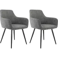 Aiorber Esszimmerstuhl, 2-St,CordStoff,mit Armlehnen, ergonomisch, weich und bequem, schwarze Beine, für Esszimmer, Wohnzimmer, 58x61x83 cm,Dunkelgrau