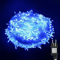 ROSNEK 50m 400 LED Lichterkette 8 Lichtmodi Wasserdicht Lichterketten Innen Garten Party Weihnachten Halloween Hochzeit Deko, Blau