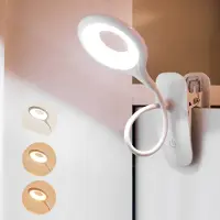 Zelurxx Klemmlampe für Bett, Leselampe Nachttisch mit Clip, Touch-Steuerung, Augenschutz, USB-aufladbarer Akku, Schwanenhals-Design, 3 Modi, Weiß
