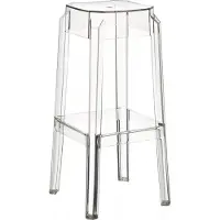 In And OutdoorMatch Barhocker Granville - Ohne Rückenlehne - 1er Set - Ergonomisch - Barhocker für Küche oder Kantine - Quadratisch - Transparent - Sitzhöhe 75cm