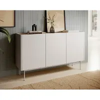Emporius Furniture Kommode 145 cm Laris - Sideboard Loft, 3 Türen - Wohnzimmer, Metallbeine (Kaschmir)