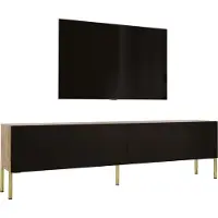3Xeliving TV-Schrank : Wotan-Eiche / Mattschwarz mit Beinen in Gold, 170 x 52 x 32 cm
