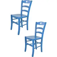 STOCK LINE t m c s Tommychairs - 2er Set Stühle CUORE für Küche und Esszimmer, robuste Struktur aus Buchenholz, in Anilinfarbe Blau lackiert und Sitzfläche aus Holz