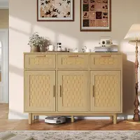 UnboxG Massivholz Kommode 107,9x40x80 cm Eiche – 3 Schubladen & 3 Türen Sideboard Schlafzimmer oder Wohnzimmer Schrank, robust, langlebig, modern