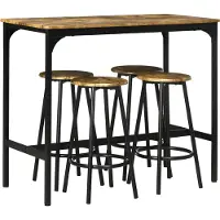 UnboxG Barset (5-teilig): Küchentisch + 4 Hocker, Industriestil, Metall, rustikales Braun, für Küche und Bar