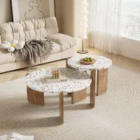 UnboxG Moderner stapelbarer Couchtisch, Beistelltisch, Couchtisch-Set für Wohnzimmer, Sofa und Balkon, 2er-Set