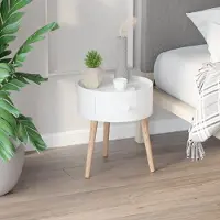 Sweiko Beistelltisch Sofatisch Couchtisch mit Schublade Wohnzimmer Holz Weiß Ф38 x H45cm