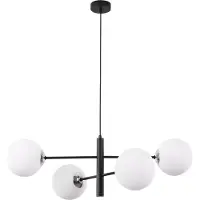 Light11 HOME Vicenza Hängelampe Schwarz Chrom 4-Platten Weisser Lampenschirm E14