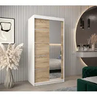 Minio Kleiderschränk 100 cm VERONA 2 Weiß / Sonoma