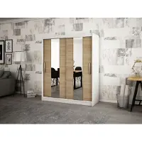 Minio Kleiderschränk 180 cm Weiß matt / Sonoma Eiche