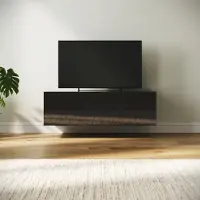 Sonni TV-Schränke Schwarz Hochglanz hängend holz 100 x 40 x 30cm Wandhängend, bodenstehend Niedriger Schrank