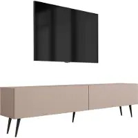 3Xeliving TV-Schrank : Karamellbraun, 170 x 52 x 32 cm, schwarze Beine