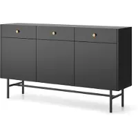 AX Living Kommode modern Dinley 155 cm Schwarz Matt mit Türen & Schubladen