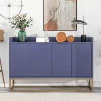 ProximaX Aufbewahrungsschrank aus Metall mit 4 Türen im minimalistischen Stil für Esszimmer, Wohnzimmer, Küche, Marineblau