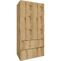 BDW Kleiderschrank mit Schubladen, Flurschrank 2 türig, Eiche Evoke