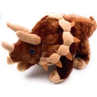 Onwomania Plüschtier Stofftier Kuscheltier Dinosaurier Urzeittier Dino Triceratops L 28 cm Braun