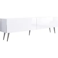 3Xeliving TV-Schrank : Mattweiß / Weiß glänzend, Chrombeine, 170 x 52 x 32 cm