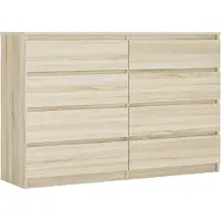 3Xeliving Kommode 8 Schubladen, Farbe: Sonoma Eiche, 138 x 101 x 39 cm