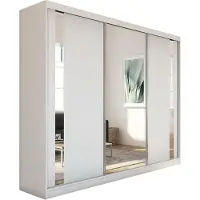 MargaretHadas24 240 cm Kleiderschrank Gabo mit Spiegel inklusive 3 Schiebetüren Schwebetürenschrank (Farbe: weiß)