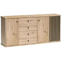 Minio , Kommode "CALI 20", Lamellen, 183 cm, Artisan Eiche / Schwarze Farbe