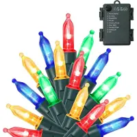 Rosikey 10M LED Lichterkette Batterie Weihnachtsbaum Lichterkette Kabel grün 8 Modi mit Timer PVC Wasserdicht Innen Garten Party Weihnachten Deko, Bunt