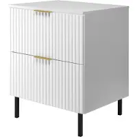 3Xeliving Waschtischunterschrank, Mattschwarz, 60 x 77 x 46 cm, Weiß mit goldenen Griffen