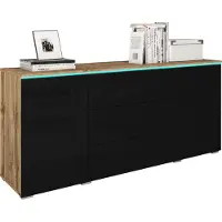 MINIO go for it , Kommode "VEVE", 150 cm, Wotan Eiche/Schwarz Glanz Farbe