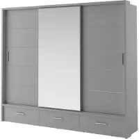 MINIO go for it , Kleiderschrank, Schiebetürschrank,"ARTI 1", 250cm, mit Beleuchtung, Grau Farbe