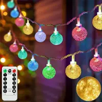 Rosikey 10M 100 LED Kugel Lichterkette Batterie Innen Garten Party Hochzeit Weihnachten Balkon Deko, Warmweiß+Bunt Globe Lichterketten