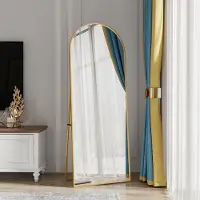 CDGlobal Bogen Ganzkörperspiegel, 53 x 162 cm Gewölbter Standspiegel Groß in voller Länge, an der Wand montiert, lehnend, Bodenspiegel Ganzkörper als Ankleide Eitelkeitsspiegel für Wohnzimmer, Golden