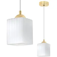Light11 HOME Hängelampe RIFFLE Gold 1-flammig Weiß Würfel E27