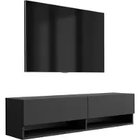 3Xeliving TV-Lowboard 140 cm Mattschwarz, 140 × 32 × 34 cm