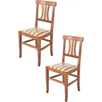 STOCK LINE t m c s Tommychairs - 2er Set Stühle ARTEMISIA für Küche und Esszimmer, robuste Struktur aus lackiertem Buchenholz in der Farbe Helles Nussbraun und gepolsterte Sitzfläche mit Liseré Stoff bezogen