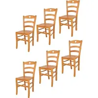 STOCK LINE t m c s Tommychairs - 6er Set Stühle CUORE für Küche und Esszimmer, robuste Struktur aus Buchenholz in der Farbe Honig lackiert und Sitzfläche aus Holz