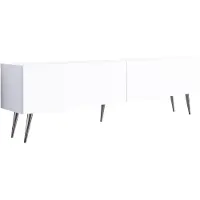 3Xeliving TV-Schrank : Mattweiß, Chrombeine, 170 x 52 x 32 cm