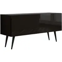 3Xeliving TV-Schrank : Mattschwarz / Schwarz glänzend, Schwarze Beine, 100 x 52 x 32 cm