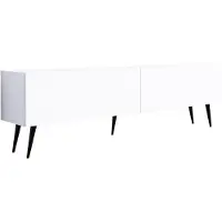 3Xeliving TV-Schrank : Mattweiß, Schwarze Beine, 170 x 52 x 32 cm