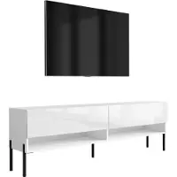 3Xeliving TV-Lowboard 170 cm Mattweiß / Hochglanzweiß, gerade schwarze Beine