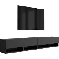 3Xeliving TV-Lowboard 200 (2 x 100) cm Mattschwarz, 200 × 32 × 34 cm