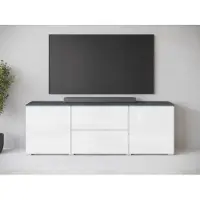 MINIO go for it , große Kommode „VEVE“, 180 cm, mit Hochglanzfronten, 2 Türen, 2 Schubladen, Graphit/Weiß Farbe