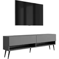 3Xeliving TV-Lowboard 170 cm Anthrazit, schwarze schräge Beine, 170 × 32 × 52 cm